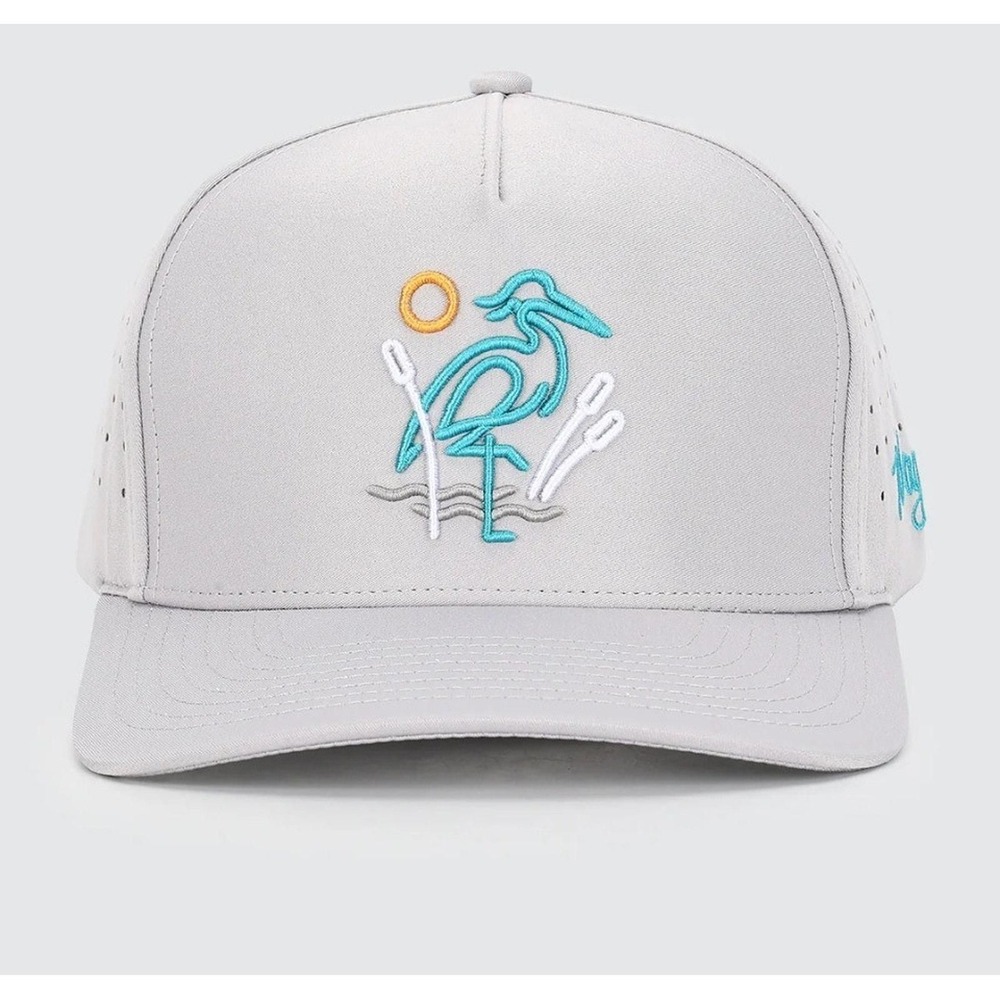 Waggle Golf Great Blue OG Snapback Hat Mens Grey Teal Heron Performance NEW